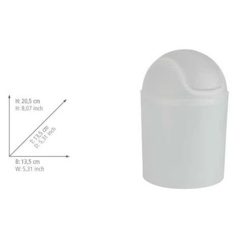 WENKO Poubelle Salle De Bain, Mini Poubelle Avec Couvercle Basculant, Arktis, Capacité 1.5L, Plastique, Ø 13,5x20 Cm, Blanc Givré - Blanc 4 WENKO Poubelle Salle De Bain, Mini Poubelle Avec Couvercle Basculant, Arktis, Capacité 1.5L, Plastique, Ø 13,5x20 Cm, Blanc Givré - Blanc – Image 2