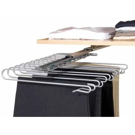WENKO Porte Pantalon Coulissant, Porte Pantalon Dressing, 12 Pantalons, Métal, 33x10x47cm, Chromé 6 WENKO Porte Pantalon Coulissant, Porte Pantalon Dressing, 12 Pantalons, Métal, 33x10x47cm, Chromé – Image 4