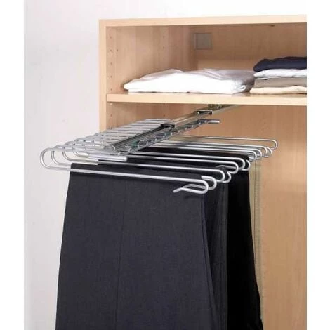 WENKO Porte Pantalon Coulissant, Porte Pantalon Dressing, 12 Pantalons, Métal, 33x10x47cm, Chromé 7 WENKO Porte Pantalon Coulissant, Porte Pantalon Dressing, 12 Pantalons, Métal, 33x10x47cm, Chromé – Image 5