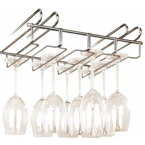 WENKO Porte Verre Suspendu Pour étagère, Jusqu'à 12 Verres à Vin, Coupes De Champagne, Verre Jusqu'à 2,2 Cm De Large, Diamètre De Pied De Verre Jusqu'à 7 Cm, Métal Chromé, 34x8x25 Cm, Argent Brillant 3 WENKO Porte Verre Suspendu Pour étagère, Jusqu'à 12 Verres à Vin, Coupes De Champagne, Verre Jusqu'à 2,2 Cm De Large, Diamètre De Pied De Verre Jusqu'à 7 Cm, Métal Chromé, 34x8x25 Cm, Argent Brillant