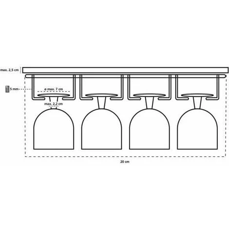 WENKO Porte Verre Suspendu Pour étagère, Jusqu'à 12 Verres à Vin, Coupes De Champagne, Verre Jusqu'à 2,2 Cm De Large, Diamètre De Pied De Verre Jusqu'à 7 Cm, Métal Chromé, 34x8x25 Cm, Argent Brillant 5 WENKO Porte Verre Suspendu Pour étagère, Jusqu'à 12 Verres à Vin, Coupes De Champagne, Verre Jusqu'à 2,2 Cm De Large, Diamètre De Pied De Verre Jusqu'à 7 Cm, Métal Chromé, 34x8x25 Cm, Argent Brillant – Image 3