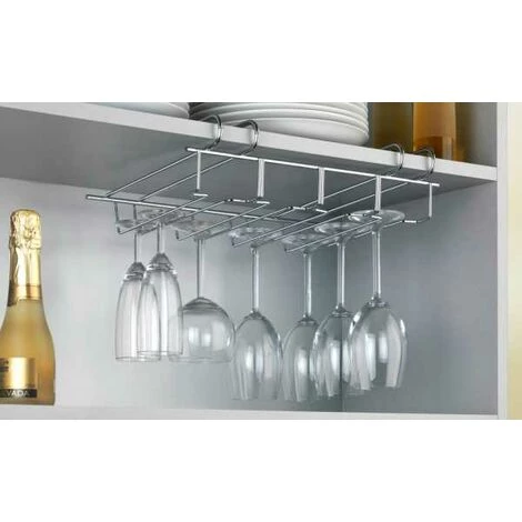 WENKO Porte Verre Suspendu Pour étagère, Jusqu'à 12 Verres à Vin, Coupes De Champagne, Verre Jusqu'à 2,2 Cm De Large, Diamètre De Pied De Verre Jusqu'à 7 Cm, Métal Chromé, 34x8x25 Cm, Argent Brillant 6 WENKO Porte Verre Suspendu Pour étagère, Jusqu'à 12 Verres à Vin, Coupes De Champagne, Verre Jusqu'à 2,2 Cm De Large, Diamètre De Pied De Verre Jusqu'à 7 Cm, Métal Chromé, 34x8x25 Cm, Argent Brillant – Image 4