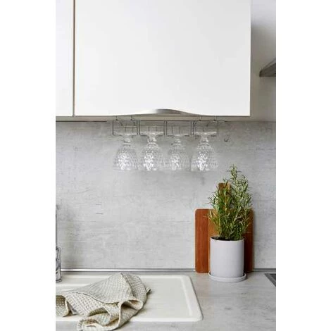 WENKO Porte Verre Suspendu Pour étagère, Jusqu'à 12 Verres à Vin, Coupes De Champagne, Verre Jusqu'à 2,2 Cm De Large, Diamètre De Pied De Verre Jusqu'à 7 Cm, Métal Chromé, 34x8x25 Cm, Argent Brillant 7 WENKO Porte Verre Suspendu Pour étagère, Jusqu'à 12 Verres à Vin, Coupes De Champagne, Verre Jusqu'à 2,2 Cm De Large, Diamètre De Pied De Verre Jusqu'à 7 Cm, Métal Chromé, 34x8x25 Cm, Argent Brillant – Image 5