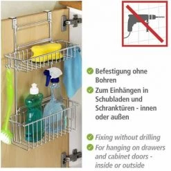 WENKO Etagère De Cuisine à Suspendre, Panier à Hauteur Réglable Avec Crochets, Acier, 32x12.5x47 Cm, Brillant 9 WENKO Etagère De Cuisine à Suspendre, Panier à Hauteur Réglable Avec Crochets, Acier, 32x12.5x47 Cm, Brillant -WENKO Soldes 67649021 3