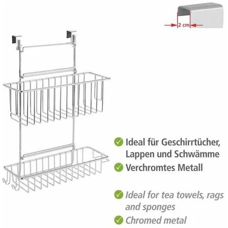 WENKO Etagère De Cuisine à Suspendre, Panier à Hauteur Réglable Avec Crochets, Acier, 32x12.5x47 Cm, Brillant 6 WENKO Etagère De Cuisine à Suspendre, Panier à Hauteur Réglable Avec Crochets, Acier, 32x12.5x47 Cm, Brillant – Image 4