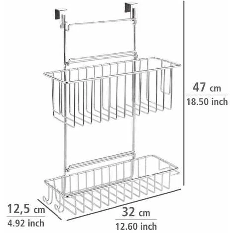 WENKO Etagère De Cuisine à Suspendre, Panier à Hauteur Réglable Avec Crochets, Acier, 32x12.5x47 Cm, Brillant 7 WENKO Etagère De Cuisine à Suspendre, Panier à Hauteur Réglable Avec Crochets, Acier, 32x12.5x47 Cm, Brillant – Image 5