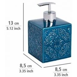 WENKO Distributeur Savon Liquide, Cordoba, Capacité 500 Ml, Céramique à Relief, 13x8,5x8,5 Cm, Bleu Foncé - Bleu 10 WENKO Distributeur Savon Liquide, Cordoba, Capacité 500 Ml, Céramique à Relief, 13x8,5x8,5 Cm, Bleu Foncé - Bleu -WENKO Soldes 6801711 4