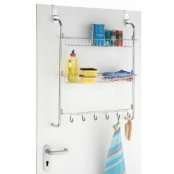 Wenko 4340031100 Etagère Suspendu 2 Tablettes + 5 Crochets