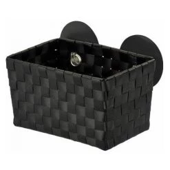 Wenko 20382100 Fermo Static Loc Corbeille Repositionnable De Salle De Bain Noir