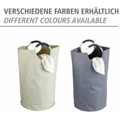 WENKO Panier à Linge Souple Jumbo, Panier à Linge Sale Avec Poignée De Transport, Capacité 69L, Polyester - Aluminium, Ø 38x72 Cm, Anthracite - Gris - Anthracite -WENKO Soldes 7033054 4