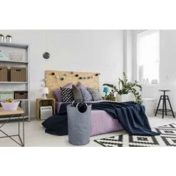 WENKO Panier à Linge Souple Jumbo, Panier à Linge Sale Avec Poignée De Transport, Capacité 69L, Polyester - Aluminium, Ø 38x72 Cm, Anthracite - Gris - Anthracite -WENKO Soldes 7033054 5