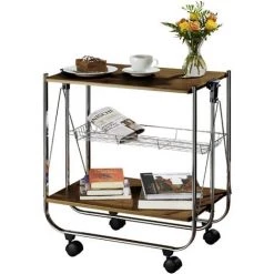 WENKO Chariot De Cuisine Pliable Dinett Couleur Noyer