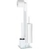 WENKO Serviteur WC 3en1, Rivalta, Brosse WC Et Dérouleur Papier Toilette, Acier Et Verre Trempé, 18x70x23 Cm, Blanc 1 WENKO Serviteur WC 3en1, Rivalta, Brosse WC Et Dérouleur Papier Toilette, Acier Et Verre Trempé, 18x70x23 Cm, Blanc -WENKO Soldes 7056396 1