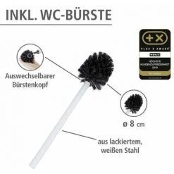 WENKO Serviteur WC 3en1, Rivalta, Brosse WC Et Dérouleur Papier Toilette, Acier Et Verre Trempé, 18x70x23 Cm, Blanc -WENKO Soldes 7056396 3