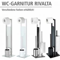 WENKO Serviteur WC 3en1, Rivalta, Brosse WC Et Dérouleur Papier Toilette, Acier Et Verre Trempé, 18x70x23 Cm, Blanc -WENKO Soldes 7056396 5