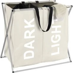 WENKO Panier à Linge Pliant Duo "Dark & Light 120L