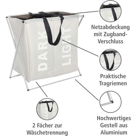 WENKO Panier à Linge Pliant Duo "Dark & Light 120L 5 WENKO Panier à Linge Pliant Duo "Dark & Light 120L – Image 3