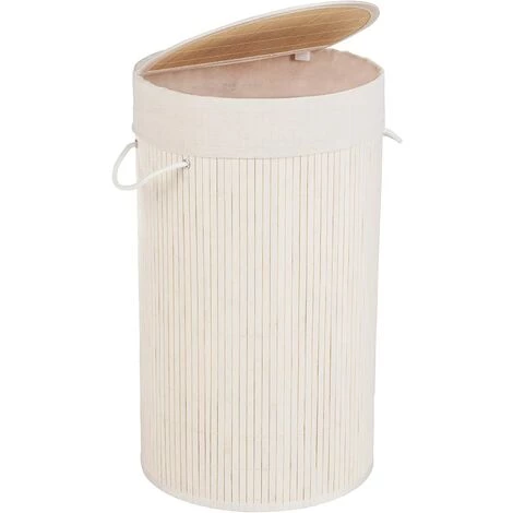 WENKO Panier à Linge Bamboo Rond Blanc 35 X 60 X 35 Cm 4 WENKO Panier à Linge Bamboo Rond Blanc 35 X 60 X 35 Cm – Image 2