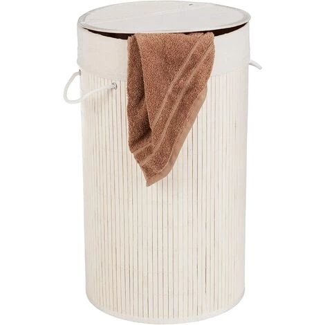 WENKO Panier à Linge Bamboo Rond Blanc 35 X 60 X 35 Cm 5 WENKO Panier à Linge Bamboo Rond Blanc 35 X 60 X 35 Cm – Image 3