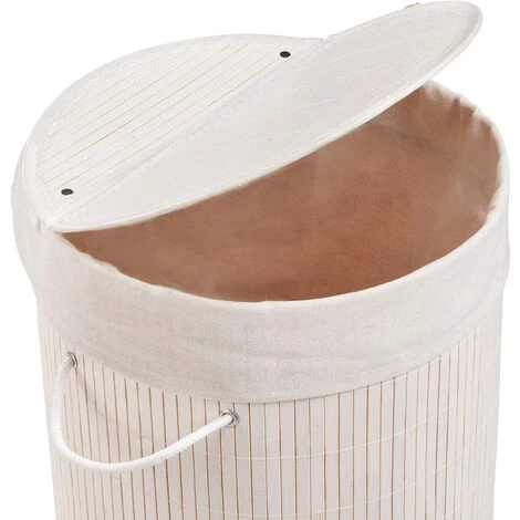 WENKO Panier à Linge Bamboo Rond Blanc 35 X 60 X 35 Cm 6 WENKO Panier à Linge Bamboo Rond Blanc 35 X 60 X 35 Cm – Image 4