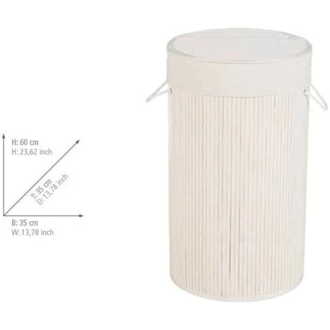 WENKO Panier à Linge Bamboo Rond Blanc 35 X 60 X 35 Cm 7 WENKO Panier à Linge Bamboo Rond Blanc 35 X 60 X 35 Cm – Image 5