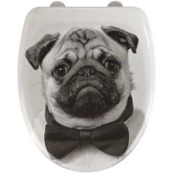 WENKO Abattant WC Chien - Abaissement Automatique - 45 X 38 - Gris