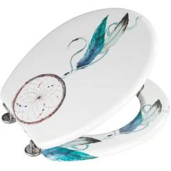 WENKO Abattant WC Attrape-rêves - MDF Et Bleu - 41 X 37 - Blanc