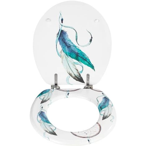 WENKO Abattant WC Attrape-rêves - MDF Et Bleu - 41 X 37 - Blanc 4 WENKO Abattant WC Attrape-rêves - MDF Et Bleu - 41 X 37 - Blanc – Image 2