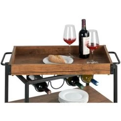 WENKO Desserte De Cuisine à Roulettes Avec Porte Bouteille Rustico - 3 Niveaux - 80 X 40 X 89,5 - Marron 8 WENKO Desserte De Cuisine à Roulettes Avec Porte Bouteille Rustico - 3 Niveaux - 80 X 40 X 89,5 - Marron -WENKO Soldes 8294332 3