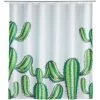WENKO Rideau De Douche Cactus - Polyester - 180 X 200 Cm - 180 X 200 - Blanc