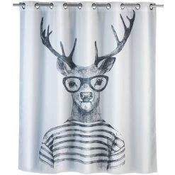 WENKO Rideau De Douche Anti-moisissure Cerf - Polyester - 180 X 200 Cm - 180 X 200 - Gris
