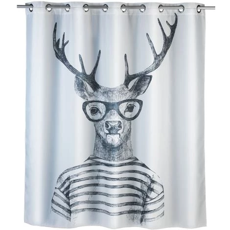WENKO Rideau De Douche Anti-moisissure Cerf - Polyester - 180 X 200 Cm - 180 X 200 - Gris 3 WENKO Rideau De Douche Anti-moisissure Cerf - Polyester - 180 X 200 Cm - 180 X 200 - Gris