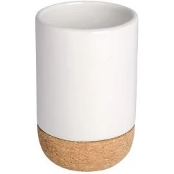 WENKO Gobelet Porte Brosses à Dents Corc - Céramique - Diam. 7,5 X 11,5 - Blanc