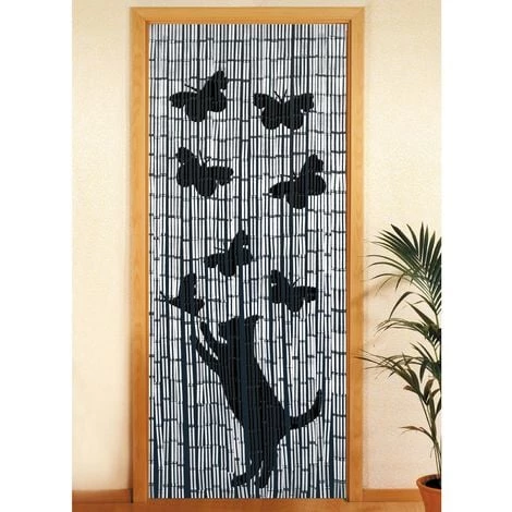WENKO Rideau De Porte Chat Et Papillon - Bambou - 90 X 200 Cm - 90 X 200 - Gris 3 WENKO Rideau De Porte Chat Et Papillon - Bambou - 90 X 200 Cm - 90 X 200 - Gris