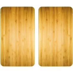 WENKO Protection Plaque De Cuisson, Couvre Plaque De Cuisson En Verre "Bois Foncé", Lot De 2, 30 X 52 Cm