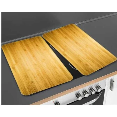 WENKO Protection Plaque De Cuisson, Couvre Plaque De Cuisson En Verre "Bois Foncé", Lot De 2, 30 X 52 Cm 4 WENKO Protection Plaque De Cuisson, Couvre Plaque De Cuisson En Verre "Bois Foncé", Lot De 2, 30 X 52 Cm – Image 2