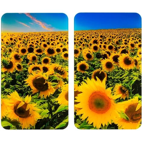 WENKO Protection Plaque De Cuisson, Couvre Plaque De Cuisson En Verre "Tournesols", Lot De 2, 30 X 52 Cm 3 WENKO Protection Plaque De Cuisson, Couvre Plaque De Cuisson En Verre "Tournesols", Lot De 2, 30 X 52 Cm
