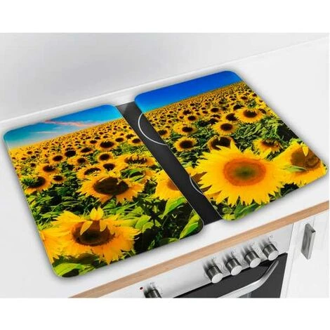 WENKO Protection Plaque De Cuisson, Couvre Plaque De Cuisson En Verre "Tournesols", Lot De 2, 30 X 52 Cm 4 WENKO Protection Plaque De Cuisson, Couvre Plaque De Cuisson En Verre "Tournesols", Lot De 2, 30 X 52 Cm – Image 2